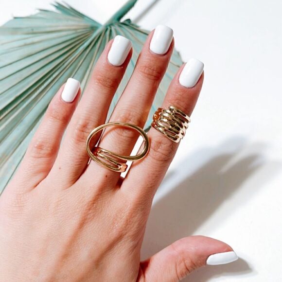 Gold Minimalist ring set N336 - Picture 3 of 4